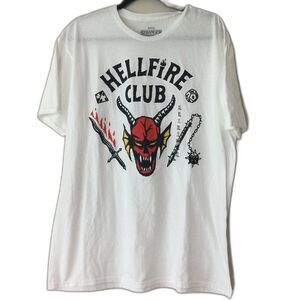 Netflix Stranger Things T-Shirt Men’s Size XL Color White Hellfire Club Graphic